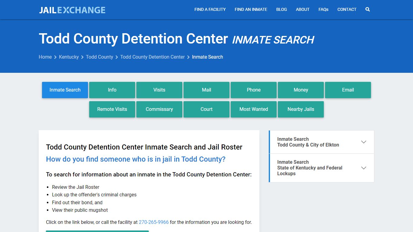 Todd County Detention Center Inmate Search - Jail Exchange